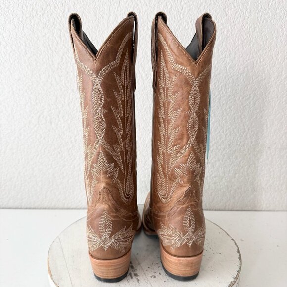 Lane LEXINGTON Womens Cowboy Boots Size 5.5 Brown Western Cowgirl Mid Calf Tall - Picture 3 of 11